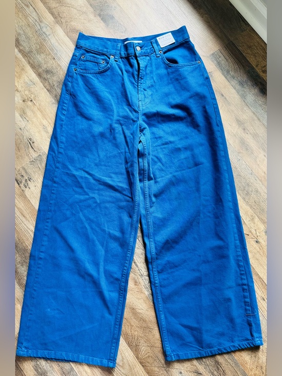 Topshop Pants - NWT Topshop Bright Blue Wide Leg Jeans US 6 UK10 High Waist Mom Jeans Denim